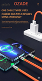 OZADE 120W Super Fast Charging Data Cable with LED Display, Compatible with Type-C 3-in-1 Charging Cable
