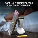 OZADE 3 in 1 Charging Station for iPhone - Wireless Charger for Apple Products Multiple Devices - Charging Dock Stand for AirPods (for iPhone 17 16e 16 15 14 13 pro 12 11 X Max)