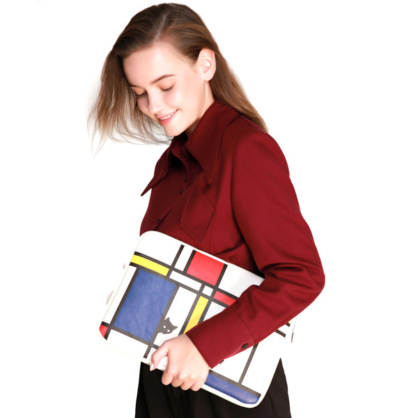 OZADE Piet Mondrian Style PU Leather Laptop Sleeve Bag for 13-13.3 MacBook Pro,MacBook Air,Surface Pro,Surface Laptop,Surface Book,Notebook Tablet iPad Tab,Waterproof Bag,Fashion Gift,Cat(Mondrian 2)