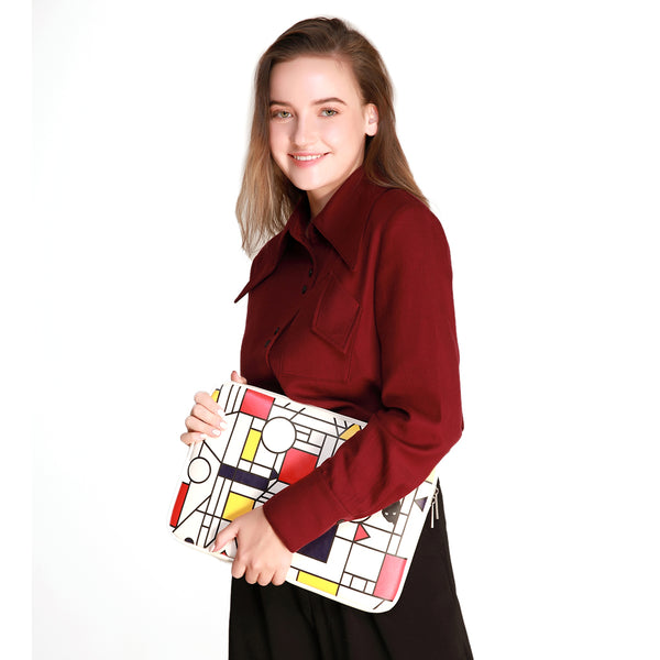 OZADE Piet Mondrian Style PU Leather Laptop Sleeve Bag for 13-13.3 MacBook Pro,MacBook Air,Surface Pro,Surface Laptop,Surface Book,Notebook Tablet iPad Tab,Waterproof Bag,Fashion Gift,Cat(Mondrian 5)